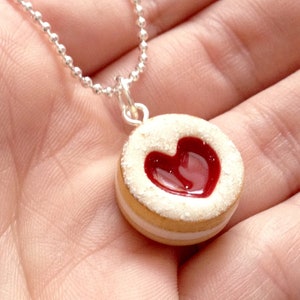 Food Jewelry, Scented Heart Cookie Necklace, Valentine's Day Gift, Gift for Foodie, Birthday Gift For Her, Linzer Tart, Austria Linzer Torte