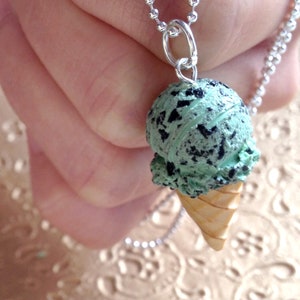 Food Jewelry, Scented Mint Ice Cream Necklace, Food Necklace, Foodie Gift, Flower Girl Gift, Mothers Gift From Daughter