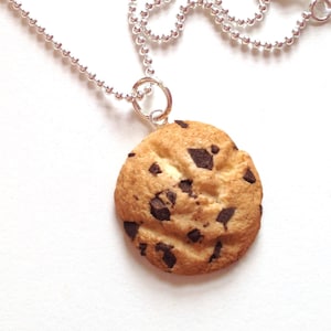 Cookie Necklace Choc Chip Cookie Pendant Biscuit Necklace Miniature Food Jewelry Foodie Gift Food jewelry