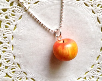 Teacher Necklace, Food Necklace, Scented Apple Necklace, Fruit Necklace, Food Jewelry, Teacher Gift