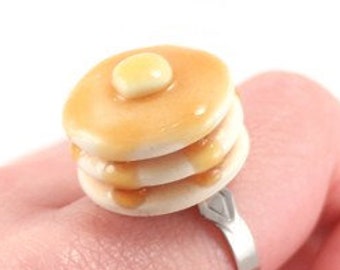 Scented Delicious Pancake Ring with Rich Golden Color Maple Syrup and Buttercream Unique Gift Food Jewelry