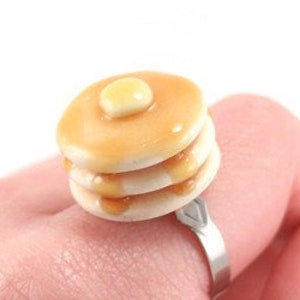 Scented Delicious Pancake Ring with Rich Golden Color Maple Syrup and Buttercream Unique Gift Food Jewelry