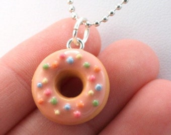 Food Jewelry, Scented Strawberry Donut Necklace, Food Necklace, Kawaii Necklace, Flower Girl Gift, Fairy Kei Jewelry, Fairy Kei Necklace