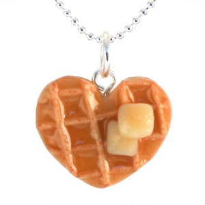 Parks and Recreation, Food Jewelry, Scented Heart Waffle Necklace, Parks and Rec, Leslie Knope Gift, Miniature Breakfast Food, Food Necklace