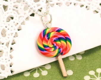 Food Jewelry, Scented Lollipop Necklace, Foodie Jewelry, Kawaii Necklace, Fairy Kei Jewelry, Sister Gift, Best Friend Gift