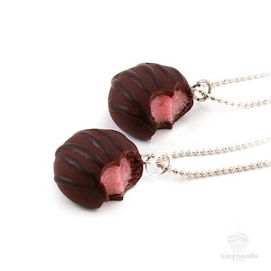 Food Jewelry Scented Cherry Chocolate Truffle Necklace Polymer Clay Pendant Gift, Present