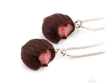 Food Jewelry Scented Cherry Chocolate Truffle Necklace Polymer Clay Pendant Gift, Present