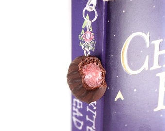 Geurende kersenchocoladetruffel bladwijzer polymeerklei schattige miniatuurboekaccessoires aanwezig