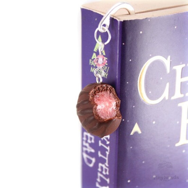 Scented Cherry Chocolate Truffle Bookmark Polymer Clay Cute Miniature Book Accessories Present image 1