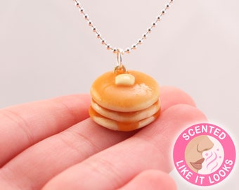 Mini Food Jewelry Clay Fun Accessories Gift For Friends Sister, Custom Realistic Pancake Necklace, Scented Kawaii Culinary Inspired Pendant