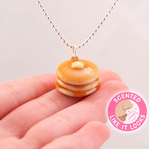 Mini Food Jewelry Clay Fun Accessories Gift For Friends Sister, Custom Realistic Pancake Necklace, Scented Kawaii Culinary Inspired Pendant