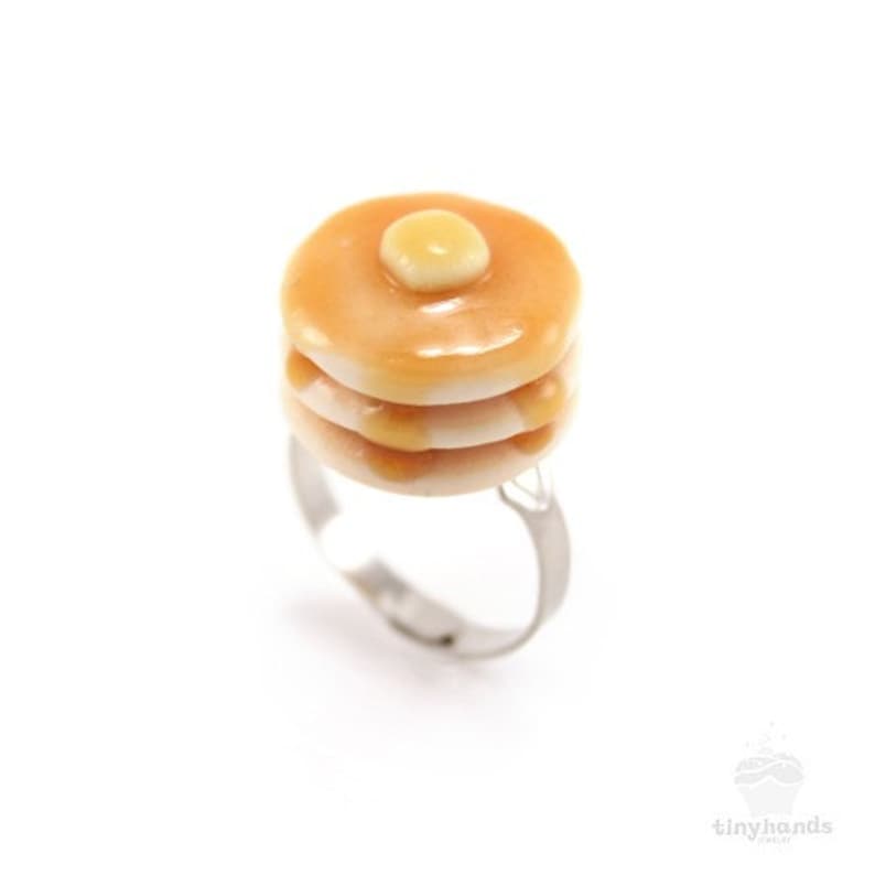 Scented Delicious Pancake Ring with Rich Golden Color Maple Syrup and Buttercream Unique Gift Food Jewelry image 3