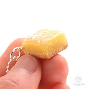 Scented Lemon Bar Necklace, Lemon Bar Gift, Scented Jewelry, Food Jewelry, Gift For Her, Food Art, Lemon Necklace, Miniature Food Jewelry image 3