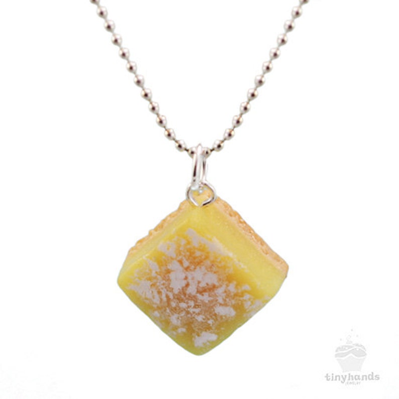 Scented Lemon Bar Necklace, Lemon Bar Gift, Scented Jewelry, Food Jewelry, Gift For Her, Food Art, Lemon Necklace, Miniature Food Jewelry image 1