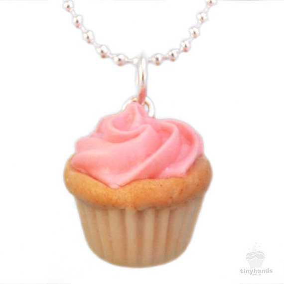 Food Necklace Scented Pink Cupcake Necklace Tea Party Etsy