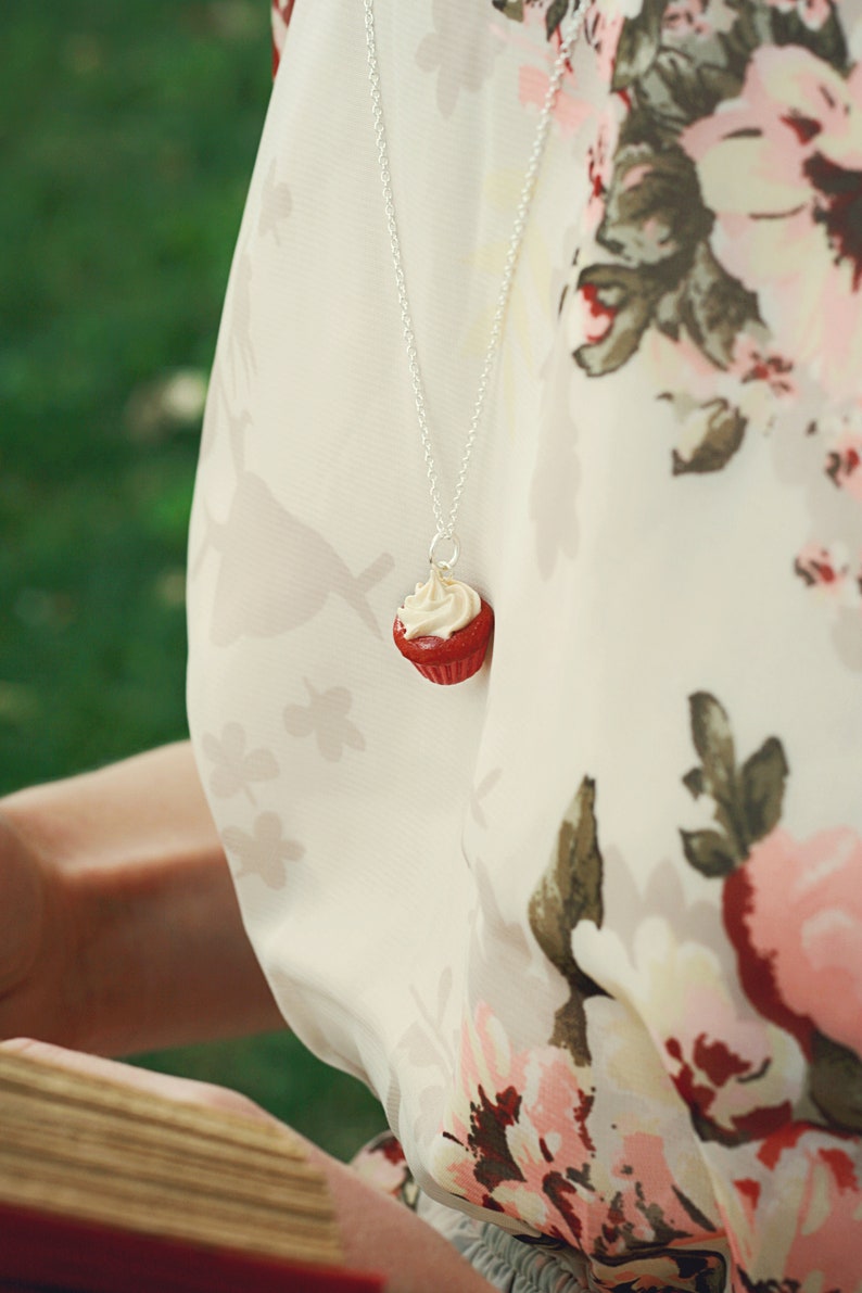 Food Jewelry, Scented Red Velvet Cupcake Necklace, Mom Gift From Daughter, Mothers Day Gift From Daughter, College Graduation Gift For Her image 8