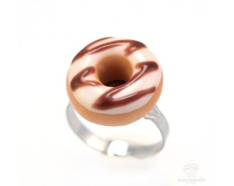 Scented Sugar Chocolate Donut Ring Delicious Unique Kawaii Miniature Charm Cute Polymer Clay Food Jewelry