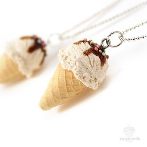 Duft Vanille Eis Halskette, Eis Liebhaber, Miniatur Lebensmittel Schmuck, Geburtstagsgeschenk, Geschenk für sie, Eiscreme Geschenk, Lebensmittel Halskette