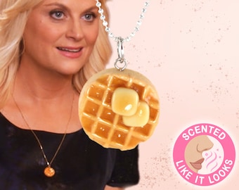 Mini Food Jewelry Waffle Necklace Gift Perfect For Christmas Birthday, Kawaii Novelty Item Stylish Unique Cool Scented Bespoke Love Charm