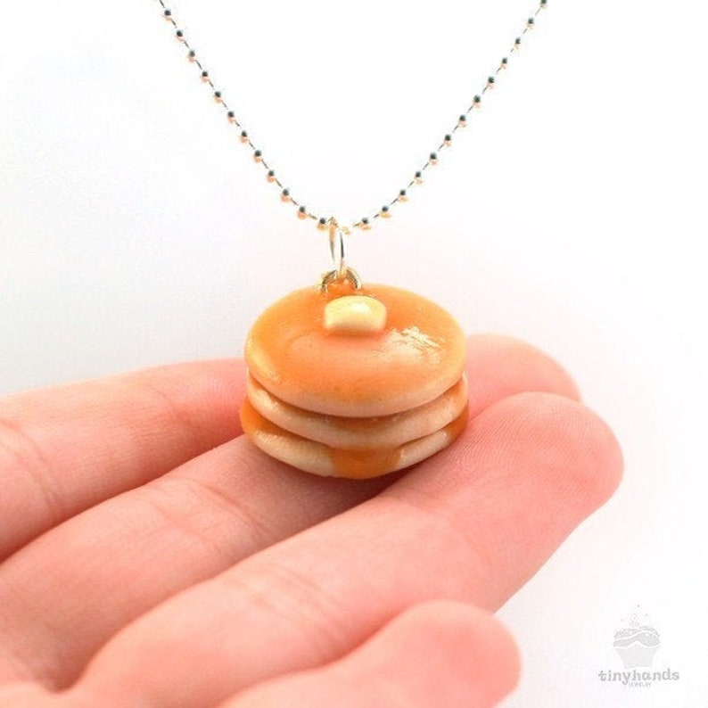 Food Jewelry, Scented Pancake Necklace, Foodie Gift, Pancakes, Food Necklace, Kawaii Necklace, Fairy Kei Necklace, Mother Gift From Daughter 