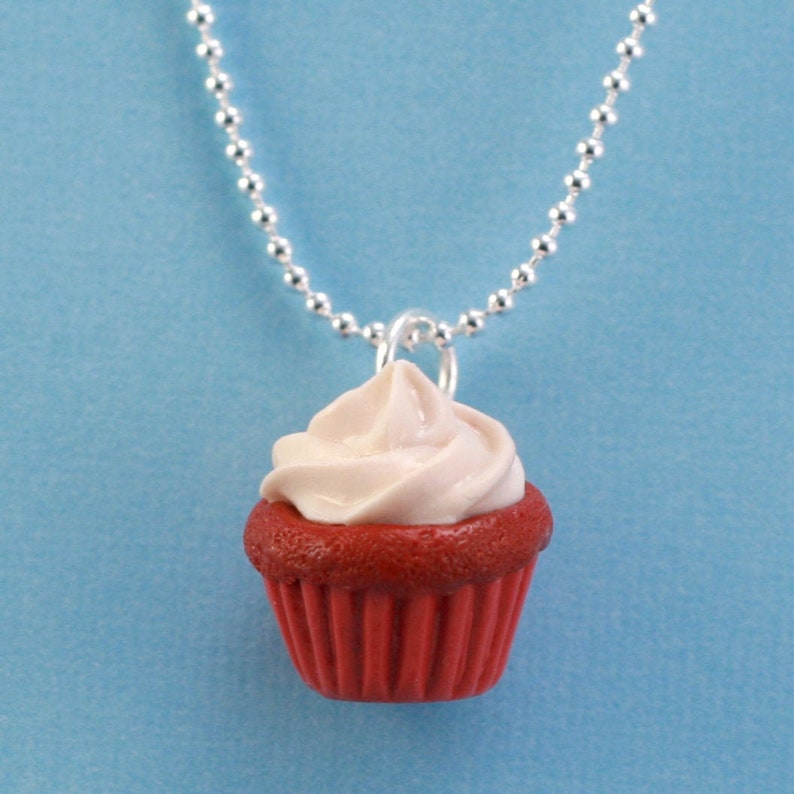 Food Jewelry, Scented Red Velvet Cupcake Necklace, Mom Gift From Daughter, Mothers Day Gift From Daughter, College Graduation Gift For Her image 1