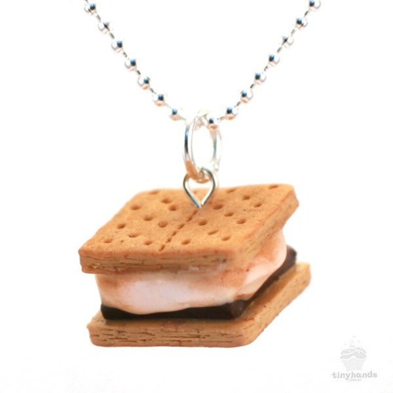 Food Jewelry, Scented Smores Necklace, Food Necklace, Camping Gift, Sister Gift, Birthday Gift For Her, Gifts For Campers, Foodie Gift image 2