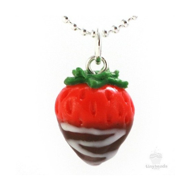 Food Jewelry Scented Chocolate Covered Strawberry Necklace Etsy