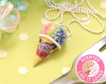 Mini-etenssieraden sneeuwkegelketting, custom noviteit chique trendy accessoires, zomermodestatement, uniek geurende realistische hanger