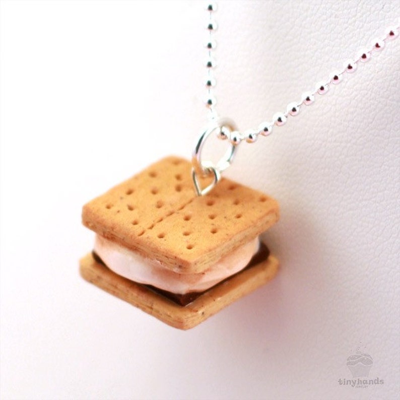 Food Jewelry, Scented Smores Necklace, Food Necklace, Camping Gift, Sister Gift, Birthday Gift For Her, Gifts For Campers, Foodie Gift image 3