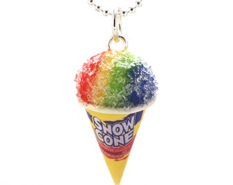 Scented Snow Cone Necklace Fruity Ice Frosty Tasty Treat Miniature Food Jewelry Polymer Clay Charm Kawaii Pendant