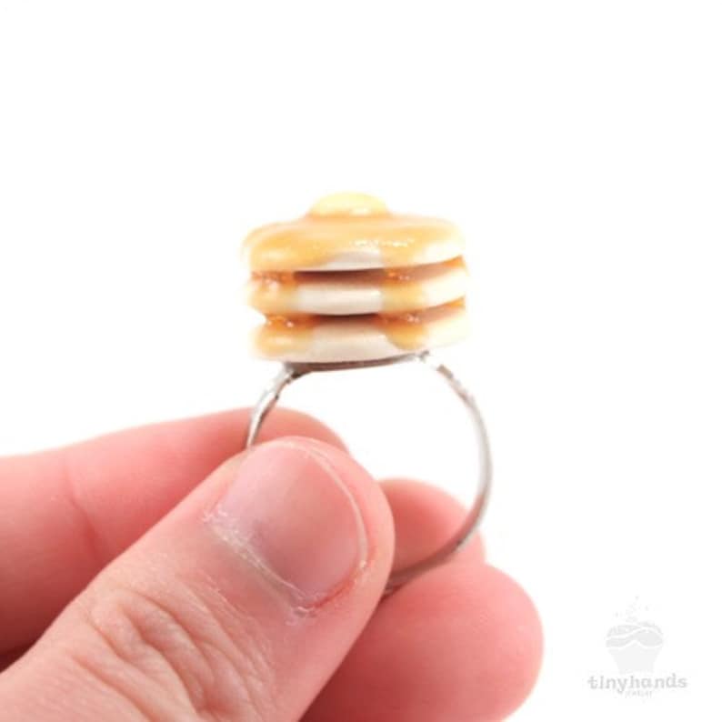 Scented Delicious Pancake Ring with Rich Golden Color Maple Syrup and Buttercream Unique Gift Food Jewelry image 4