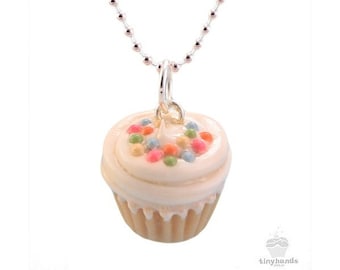 Scented Vanilla Sprinkles Cupcake Necklace Sweet Polymer Clay Pendant Buttercream Tasty Treat Cute Food Jewelry