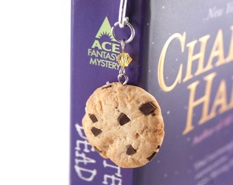 Food Jewelry Scented Chocolate Chip Cookie Bookmark Polymer Clay Miniature Charm Unique Gift, Present