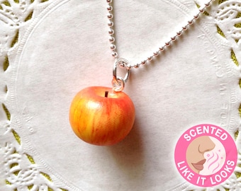 Mini Food Jewelry Fruit Apple Necklace Custom Novelty Item Chic Trendy Accessories Unique Fashion Statement Scented Realistic Fruity Pendant