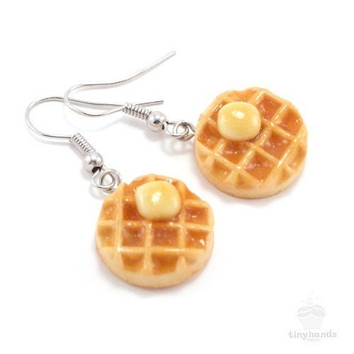 Scented Waffle Earrings Miniature Food Earrings Waffle - Etsy