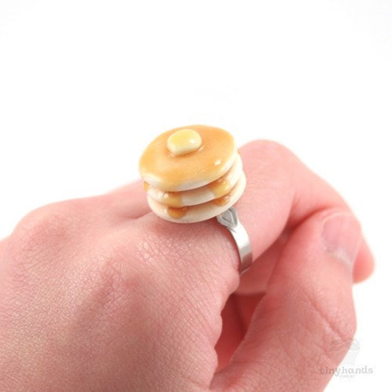 Scented Delicious Pancake Ring with Rich Golden Color Maple Syrup and Buttercream Unique Gift Food Jewelry image 1