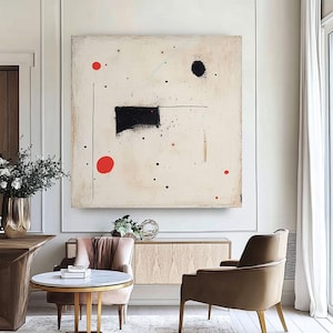 Wabi Sabi and Japandi Canvas Printing, Extra large wall art, Abstract Art in Red, Black and Cream Tones Wall Art, Gallery Collection Decor