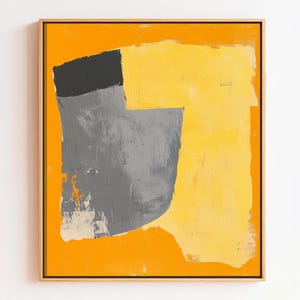 Yellow Abstract Canvas Art Painting Minimalist Painting Mustard Yellow Abstract Painting Mid Century Modern Art Painting Living Room Decor