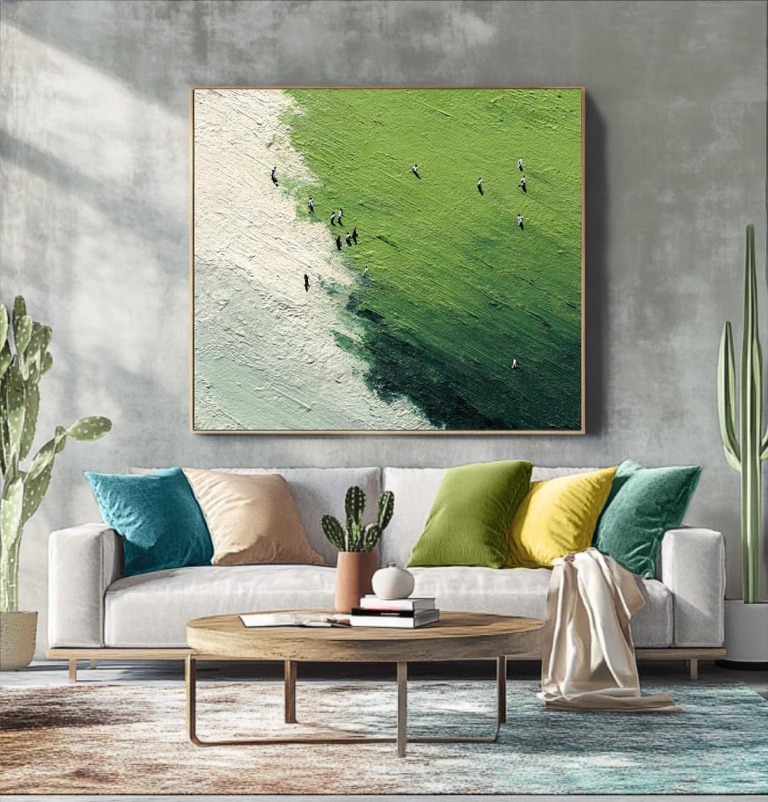 Green Textured Wall Art Green Abstract Painting Green Figure Painting ...
