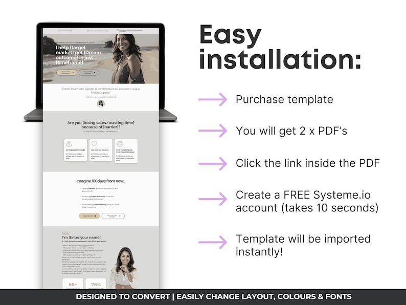 Systeme.io Landing Page Funnel, Coach Website Template, Website Design for Business  Coaching, Systeme.io Sales Page, Single Page Website
