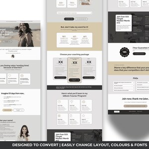 Coaching sales funnel template Systeme.io, neutral grey coach sales page, minimalist coaching template, business coach funnel Systeme.io, consultant landing page, mentor service funnel, modern coach website template, therapist sales funnel, premium grey coaching template, done for you coaching funnel, CRO designed coach sales page, service based business funnel Systeme.io, coach lead form template