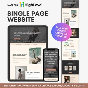 GoHighLevel Website Design Template, GHL Coaching Sales Funnel, 1:1 Services Website Template GHL, GHL Online Course Landing Page Template