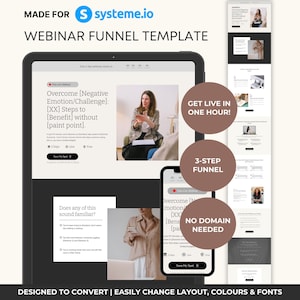 Systeme.io Webinar Funnel Template | Premium Webinar Registration Landing Page for Coaches, Consultants & Educators | Neutral Minimal Design