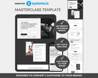 Systeme.io Masterclass Sales Funnel Template Luxury: High-Converting Copy, Instant Download, Installation Guides Included