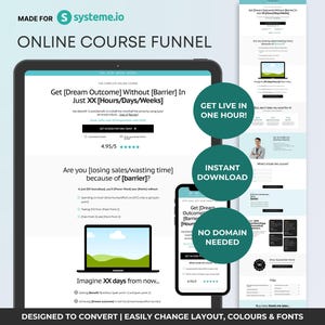 Systeme.io Online Course Funnel Template | Premium High-Converting Digital Product Landing Page | Aqua Minimal Modern Design