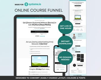 Systeme.io Online Course Funnel Template | Premium High-Converting Digital Product Landing Page | Aqua Minimal Modern Design