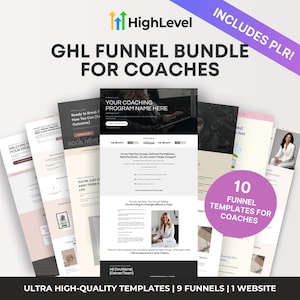 GoHighLevel Templates with PLR: 10 x GHL Funnel Templates, Coaching Template Bundle. Instant Download!