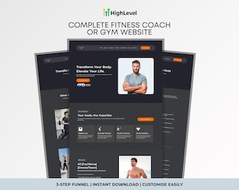 GoHighLevel Fitness Coach Website Template, GHL Website for Gyms & Fitness Coaches, Modern Website Design (Instant Download!)