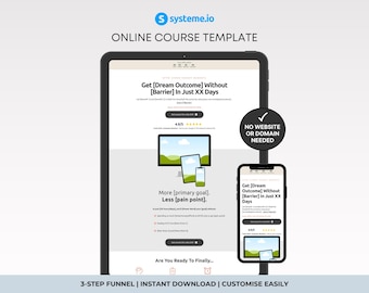 Systeme.io Online Course Funnel Template | Course Funnel, Checkout, Thank You Page | Neutral Beige Design | Instant Download!