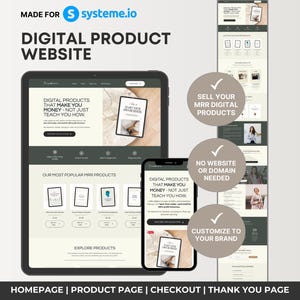 Systeme.io Digital Product Website Template, Systemeio Website Template for Digital Products, Complete Website for MRR & PLR Digital Product